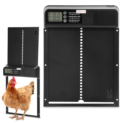 Daromigo Automatische Hühnerklappe mit Timer/Manuell/Anti-Tamper Modus, elektrische Hühnerklappe automatisch mit LED Display, Niedriger Batteriestand Hinweis, Wasserdichter Türöffner für Hühnerstall Daromigo Automatische Hühnerklappe mit Timer/Manuell/Anti-Tamper Modus, elektrische Hühnerklappe automatisch mit LED Display, Niedriger Batteriestand Hinweis, Wasserdichter Türöffner für Hühnerstall von Daromigo