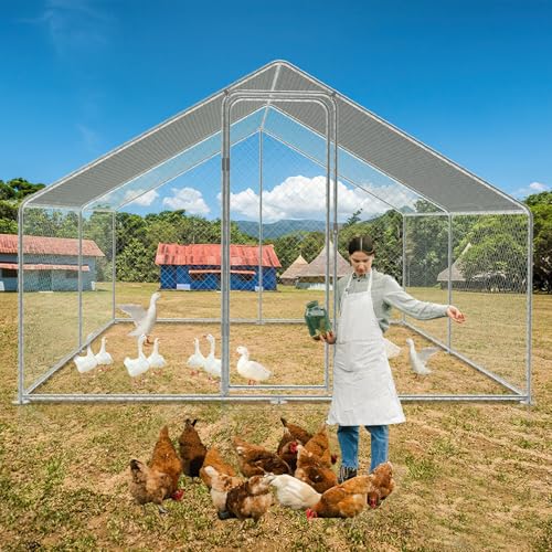 Daromigo Hühnerstall Freilaufgehege, 3x3x2m mit Sicherheitsschloss und Wasserdichtes PE-Farbtuch, Schnell zu reinigen, Freigehege für Hühner,Vogelkäfig, Kleintiere & Pflanzen Daromigo Hühnerstall Freilaufgehege, 3x3x2m mit Sicherheitsschloss und Wasserdichtes PE-Farbtuch, Schnell zu reinigen, Freigehege für Hühner,Vogelkäfig, Kleintiere & Pflanzen von Daromigo