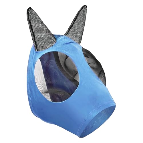 Darryy Fliegenmaske, Pferdemaske, Fliegenmaske Pferd, Fliegenschutz elastisch, Fliegenmaske Pferd UV Schutz (blau) von Darryy