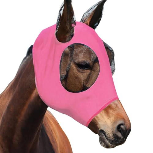 Darryy Fliegenmaske, Pferdemaske, Fliegenmaske Pferd, Fliegenschutz elastisch, Fliegenmaske Pferd UV Schutz (rosa) von Darryy