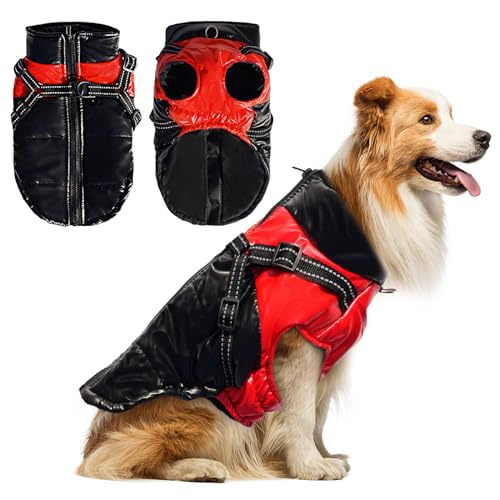 Darryy Hundejacke Winterweste Jacken Hundemantel Hundepullover Haustier Skifahren Kostüm Ärmellose Baumwolle Gepolsterte Weste Mit Brustgurt Gurt (XXL) von Darryy