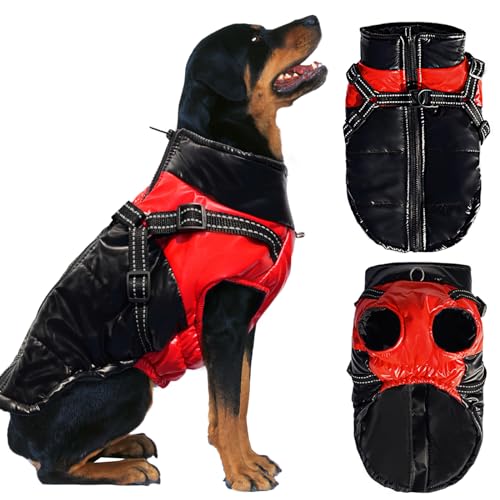 Darryy Hundejacke Winterweste Jacken Hundemantel Hundepullover Haustier Skifahren Kostüm Ärmellose Baumwolle Gepolsterte Weste Mit Brustgurt Gurt (XXXL) von Darryy