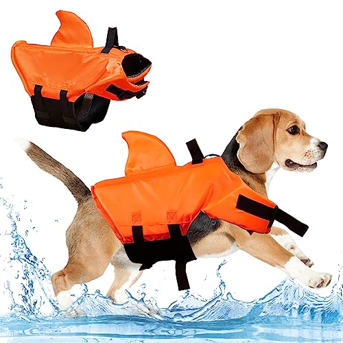 Schwimmweste Hai Hund, Darryy Schöner Schwimmweste Hund Haifisch, Blickfang Schwimmweste Hund Orange (Orange, M) von Darryy