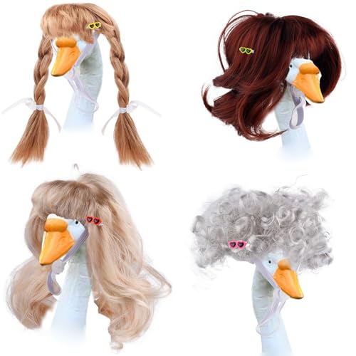 4-teiliges kreatives Gänse-Perücken-Set, weicher Kopfschmuck, Kostüm für Fotos, einfach zu tragen, Party-Verkleidungszubehör, lustiges Haustier-Kostüm-Zubehör 4-teiliges kreatives Gänse-Perücken-Set, weicher Kopfschmuck, Kostüm für Fotos, einfach zu tragen, Party-Verkleidungszubehör, lustiges Haustier-Kostüm-Zubehör von Dasbsug