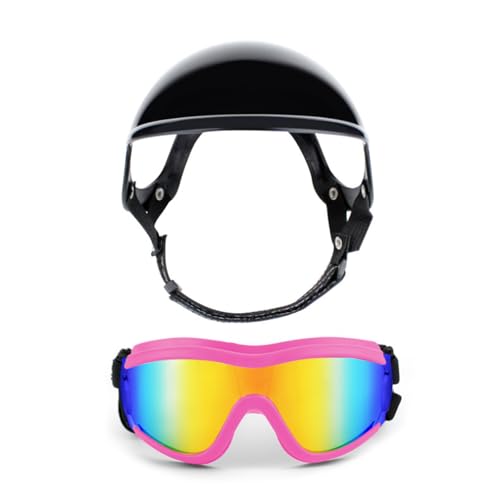 Haustier-Reise-Kopfbedeckung, winddicht, mit Ohrlöchern, atmungsaktive Innenschicht für Rassen, Reiten, Wandern, Hundebrille, Helm von Dasbsug