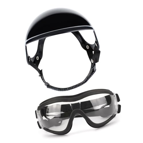 Haustier-Reise-Kopfbedeckung, winddicht, mit Ohrlöchern, atmungsaktive Innenschicht für Rassen, Reiten, Wandern, Hundebrille, Helm von Dasbsug