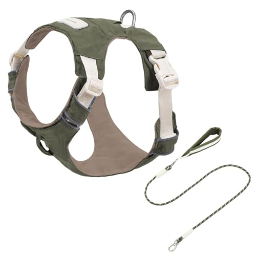 Reflektierendes, verstellbares Hundegeschirr und Set mit weicher Polsterung, atmungsaktive Weste für Spaziergänge im Freien, Laufen, Nylon-Hundeweste, Leinen-Set von Dasbsug