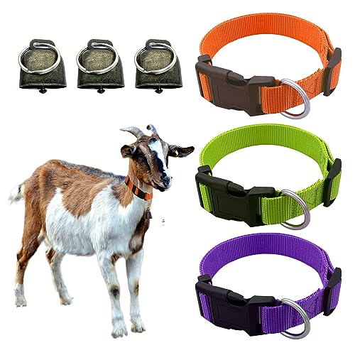 Dasiyoki 3 Stück Ziegenhalsband, Ziegenhalsband mit Glocke Haustier Weiden Kupferglocken, Verstellbar und Langlebig Nylon Kuh Pferd Schaf Hundehalsbänder, Anti-Verlust Bronze Glocke Zubehör für kleine Dasiyoki 3 Stück Ziegenhalsband, Ziegenhalsband mit Glocke Haustier Weiden Kupferglocken, Verstellbar und Langlebig Nylon Kuh Pferd Schaf Hundehalsbänder, Anti-Verlust Bronze Glocke Zubehör für kleine von Dasiyoki