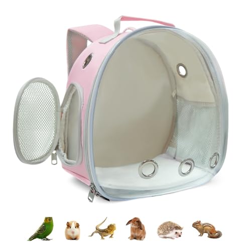 Rucksack für Kleintiere, Meerschweinchen, Vogel, Hase, Katze, Kätzchen, Eidechse, Kaninchen, Eichhörnchen, Bärendrache, tragbarer Reise-Rucksack, Raumkapsel, Blase, Fensterträger (Rosa) von Dasunzye