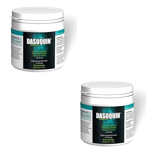 ecuphar Dasuquin | Doppelpack | 2 x 80 Kautabletten | Ergänzungsfuttermittel für Hunde ab 25 Kg | Kann hilfreich Sein zur Unterstützung der Gelenkfunktion | Gute Verträglichkeit ecuphar Dasuquin | Doppelpack | 2 x 80 Kautabletten | Ergänzungsfuttermittel für Hunde ab 25 Kg | Kann hilfreich Sein zur Unterstützung der Gelenkfunktion | Gute Verträglichkeit von Dasuquin