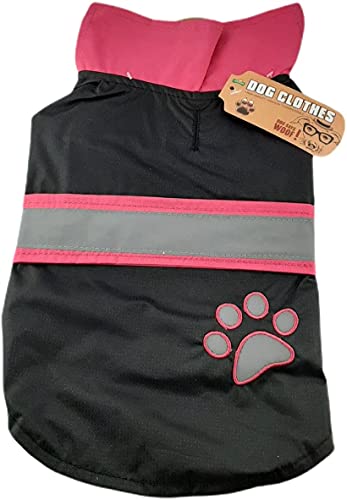 PetStar YJ93438 Reflektierende Hunde-Regenjacke für Hunde, wasserdicht, reflektierend, Haustier-Kleidung für Regen, Hunde-Accessoires – Schwarz und Pink (Medium 35 cm) von DataPrice