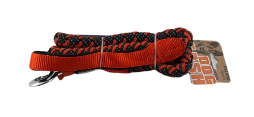 Reflektierende Hundeleine aus strapazierfähigem Nylon, geflochten, Orange und Schwarz, 120 cm von DataPrice