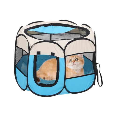 Davivian Tragbare Katzen-Spielzone - Mesh Halbgeschlossenes Gehege Für Hauskatzen | Atmungsaktiver Käfig Für Welpen Frettchen Igel Meerschweinchen Hamster Küken Entenküken Kätzchen Innen Außen von Davivian