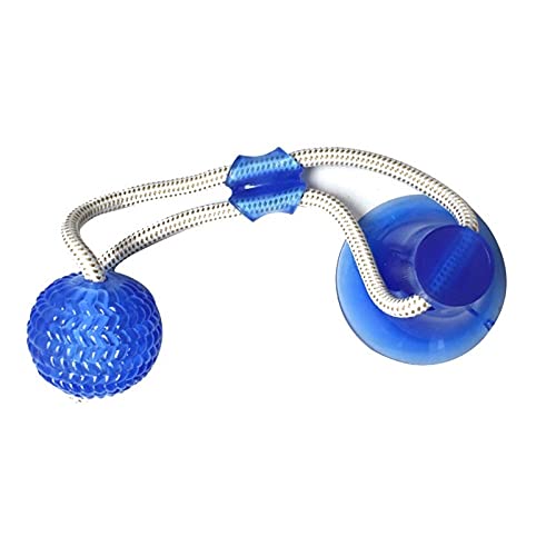 Hundespielzeug UnzerstöRbar Hundespielzeug Interaktiver Saugnapf Push TPR. Ballspielzeug Pet Welpe Molar Bissspielzeug Elastische Seile Hund Zahnreinigung Kauvorräte Hundespielzeug ( Color : Blue ) von DawnDream