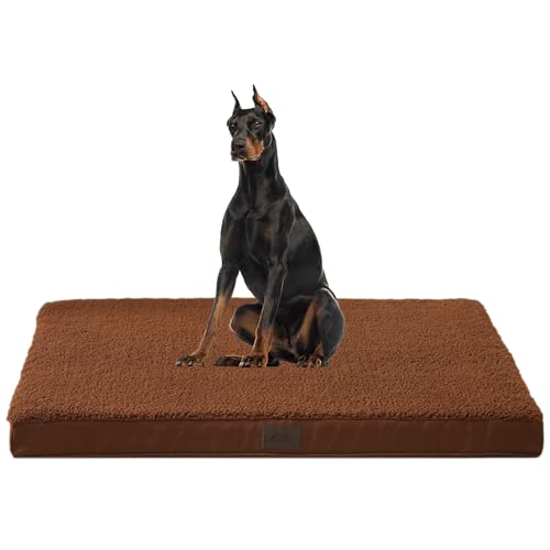 DaysU Hundebett für extra große Hunde, orthopädische Hundebetten mit abnehmbarem, waschbarem Bezug, XL-Eierkisten-Schaumstoff-Haustierbett-Matte, Flachsbraun, geeignet für Hunde bis zu 100 kg, 111,8 x DaysU Hundebett für extra große Hunde, orthopädische Hundebetten mit abnehmbarem, waschbarem Bezug, XL-Eierkisten-Schaumstoff-Haustierbett-Matte, Flachsbraun, geeignet für Hunde bis zu 100 kg, 111,8 x von DaysU