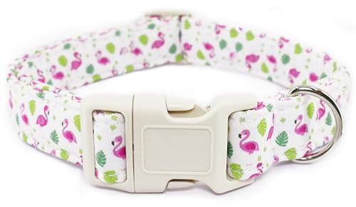 Flamingo Hundehalsband, tropisch, Rosa, für Mädchen und Jungen, mit Schnellverschluss-Schnalle, verstellbar für kleine Hunde, Sommer- und Poolpartys, weißer Flamingo, Größe S Flamingo Hundehalsband, tropisch, Rosa, für Mädchen und Jungen, mit Schnellverschluss-Schnalle, verstellbar für kleine Hunde, Sommer- und Poolpartys, weißer Flamingo, Größe S von Dayume