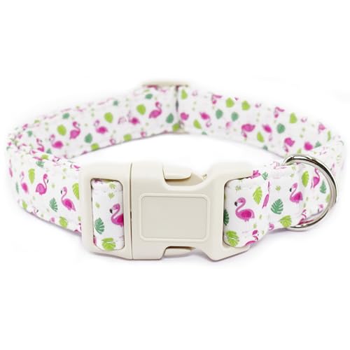 Flamingo Hundehalsband, tropisch, Rosa, für Mädchen und Jungen, mit Schnellverschluss-Schnalle, verstellbar für kleine Hunde, Sommer- und Poolpartys, weißer Flamingo-XS Flamingo Hundehalsband, tropisch, Rosa, für Mädchen und Jungen, mit Schnellverschluss-Schnalle, verstellbar für kleine Hunde, Sommer- und Poolpartys, weißer Flamingo-XS von Dayume