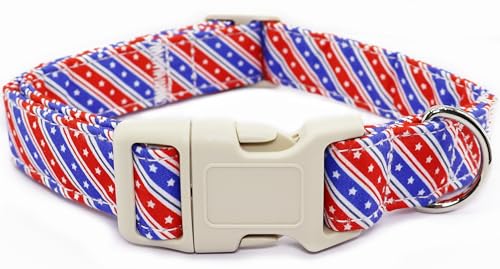 Hundehalsband 4. Juli, patriotisch, verstellbar, amerikanische Flagge, mit stilvollem USA-Design und weicher Haptik, schräge Streifen, rot-weiß-blauer Stern, Hundezubehör für kleine, mittelgroße und Hundehalsband 4. Juli, patriotisch, verstellbar, amerikanische Flagge, mit stilvollem USA-Design und weicher Haptik, schräge Streifen, rot-weiß-blauer Stern, Hundezubehör für kleine, mittelgroße und von Dayume