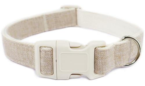 Hundehalsband aus Baumwollhanf, verstellbar, Khaki, weicher natürlicher Stoff mit Schnellverschluss, niedliche Hochzeits-Welpen-Halskette für kleine, mittelgroße und große Hunde, Khaki-M Hundehalsband aus Baumwollhanf, verstellbar, Khaki, weicher natürlicher Stoff mit Schnellverschluss, niedliche Hochzeits-Welpen-Halskette für kleine, mittelgroße und große Hunde, Khaki-M von Dayume