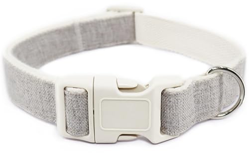 Hundehalsband aus Baumwollhanf, verstellbar, graues Hundehalsband, weicher natürlicher Stoff mit Schnellverschluss, niedliche Hochzeits-Welpen-Halskette für kleine, mittelgroße und große Hunde, Grau-M Hundehalsband aus Baumwollhanf, verstellbar, graues Hundehalsband, weicher natürlicher Stoff mit Schnellverschluss, niedliche Hochzeits-Welpen-Halskette für kleine, mittelgroße und große Hunde, Grau-M von Dayume