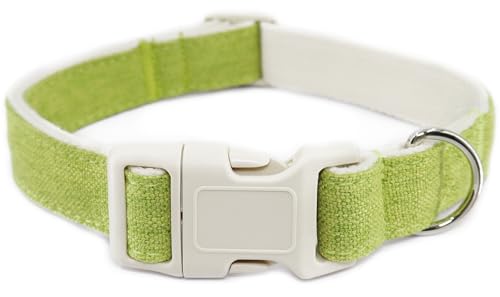 Hundehalsband aus Baumwollhanf, verstellbar, grünes Hundehalsband, weicher natürlicher Stoff mit Schnellverschluss, niedliche Hochzeits-Welpen-Halskette für kleine, mittelgroße und große Hunde, Grün-L Hundehalsband aus Baumwollhanf, verstellbar, grünes Hundehalsband, weicher natürlicher Stoff mit Schnellverschluss, niedliche Hochzeits-Welpen-Halskette für kleine, mittelgroße und große Hunde, Grün-L von Dayume