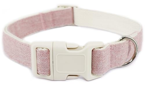 Hundehalsband aus Baumwollhanf, verstellbar, rosa Hundehalsband, weicher natürlicher Stoff mit Schnellverschluss, niedliche Hochzeits-Welpen-Halskette für kleine, mittelgroße und große Hunde, Rosa-M Hundehalsband aus Baumwollhanf, verstellbar, rosa Hundehalsband, weicher natürlicher Stoff mit Schnellverschluss, niedliche Hochzeits-Welpen-Halskette für kleine, mittelgroße und große Hunde, Rosa-M von Dayume
