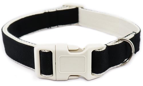 Hundehalsband aus Baumwollhanf, verstellbar, schwarz, weicher natürlicher Stoff mit Schnellverschluss, niedliche Hochzeits-Welpen-Halskette für kleine, mittelgroße und große Hunde, Schwarz-S Hundehalsband aus Baumwollhanf, verstellbar, schwarz, weicher natürlicher Stoff mit Schnellverschluss, niedliche Hochzeits-Welpen-Halskette für kleine, mittelgroße und große Hunde, Schwarz-S von Dayume