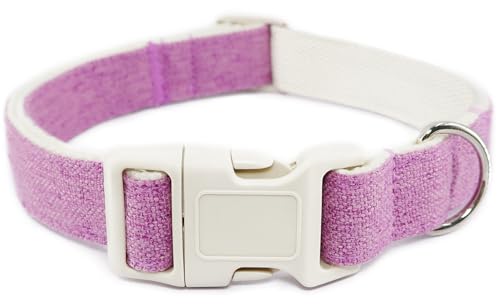 Hundehalsband aus Baumwollhanf, verstellbar, violett, weicher natürlicher Stoff mit Schnellverschluss, niedliche Hochzeits-Welpen-Halskette für kleine, mittelgroße und große Hunde, Lila-L Hundehalsband aus Baumwollhanf, verstellbar, violett, weicher natürlicher Stoff mit Schnellverschluss, niedliche Hochzeits-Welpen-Halskette für kleine, mittelgroße und große Hunde, Lila-L von Dayume