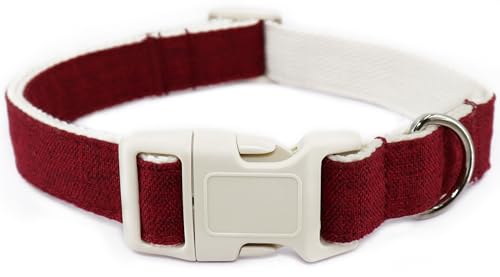 Hundehalsband aus Baumwollhanf, verstellbar, weinrot, weicher natürlicher Stoff mit Schnellverschluss, niedliche Hochzeits-Welpen-Halskette für kleine, mittelgroße und große Hunde, weinrot, M Hundehalsband aus Baumwollhanf, verstellbar, weinrot, weicher natürlicher Stoff mit Schnellverschluss, niedliche Hochzeits-Welpen-Halskette für kleine, mittelgroße und große Hunde, weinrot, M von Dayume