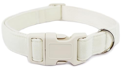 Hundehalsband aus Baumwollhanf, verstellbar, weißes Hundehalsband, weicher natürlicher Stoff mit Schnellverschluss, niedliche Hochzeits-Welpen-Halskette für kleine, mittelgroße und große Hunde, Weiß-L Hundehalsband aus Baumwollhanf, verstellbar, weißes Hundehalsband, weicher natürlicher Stoff mit Schnellverschluss, niedliche Hochzeits-Welpen-Halskette für kleine, mittelgroße und große Hunde, Weiß-L von Dayume