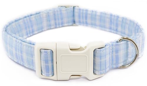 Hundehalsband für große Hunde, niedlich, verstellbar, für Jungen, Mädchen, weiblich, Haustierhalsband, Sommer, Welpenhalsband mit Schnellverschluss-Schnalle, Blau kariert, Größe L Hundehalsband für große Hunde, niedlich, verstellbar, für Jungen, Mädchen, weiblich, Haustierhalsband, Sommer, Welpenhalsband mit Schnellverschluss-Schnalle, Blau kariert, Größe L von Dayume