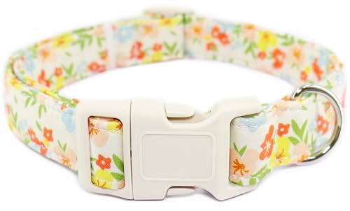 Hundehalsband mit Blumenmuster, langlebig, weiche Baumwolle, Haustier-Halsbänder mit Schnellverschluss-Schnalle, verstellbare Jungenhalsbänder für weibliche kleine, mittelgroße und große Hunde, XS Hundehalsband mit Blumenmuster, langlebig, weiche Baumwolle, Haustier-Halsbänder mit Schnellverschluss-Schnalle, verstellbare Jungenhalsbänder für weibliche kleine, mittelgroße und große Hunde, XS von Dayume