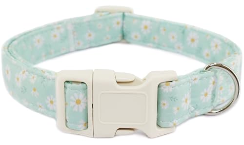 Hundehalsband mit Blumenmuster, verstellbar für große Hunde – niedliches Frühling-Sommer-Hundehalsband für Hündinnen, blühendes Blumenmuster, Baumwollhalsband mit Schnellverschluss-Schnalle, grünes Hundehalsband mit Blumenmuster, verstellbar für große Hunde – niedliches Frühling-Sommer-Hundehalsband für Hündinnen, blühendes Blumenmuster, Baumwollhalsband mit Schnellverschluss-Schnalle, grünes von Dayume