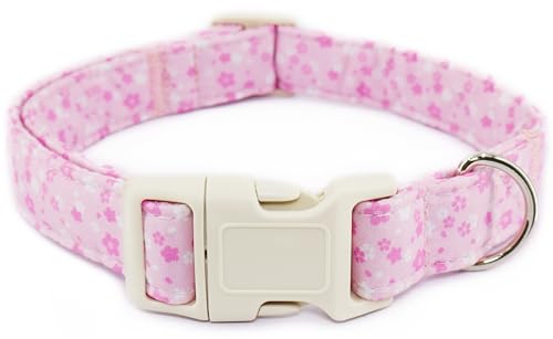 Hundehalsband mit Blumenmuster, verstellbar für kleine Hunde – niedliches Frühling-Sommer-Hundehalsband für Hündinnen, blühendes Blumenmuster, Baumwollhalsband mit Schnellverschluss-Schnalle, rosa Hundehalsband mit Blumenmuster, verstellbar für kleine Hunde – niedliches Frühling-Sommer-Hundehalsband für Hündinnen, blühendes Blumenmuster, Baumwollhalsband mit Schnellverschluss-Schnalle, rosa von Dayume