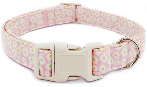 Hundehalsband mit Blumenmuster, verstellbar für kleine Hunde – niedliches Frühling-Sommer-Hundehalsband für Hündinnen, blühendes Blumenmuster, Baumwollhalsband mit Schnellverschluss-Schnalle, rosa Hundehalsband mit Blumenmuster, verstellbar für kleine Hunde – niedliches Frühling-Sommer-Hundehalsband für Hündinnen, blühendes Blumenmuster, Baumwollhalsband mit Schnellverschluss-Schnalle, rosa von Dayume