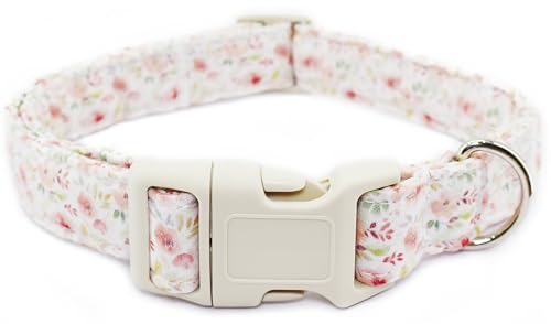 Hundehalsband mit Blumenmuster, verstellbar für kleine Hunde – niedliches Frühling-Sommer-Mädchen-Hundehalsband für Hündinnen, blühendes Blumenmuster, Baumwollhalsband mit Schnellverschluss-Schnalle Hundehalsband mit Blumenmuster, verstellbar für kleine Hunde – niedliches Frühling-Sommer-Mädchen-Hundehalsband für Hündinnen, blühendes Blumenmuster, Baumwollhalsband mit Schnellverschluss-Schnalle von Dayume