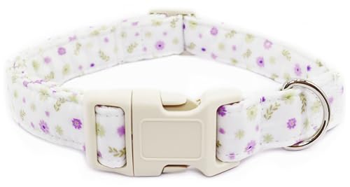 Hundehalsband mit Blumenmuster, verstellbar für mittelgroße Hunde – niedliches Frühling-Sommer-Hundehalsband für Hündinnen, blühendes Blumenmuster, Baumwollhalsband mit Schnellverschluss-Schnalle Hundehalsband mit Blumenmuster, verstellbar für mittelgroße Hunde – niedliches Frühling-Sommer-Hundehalsband für Hündinnen, blühendes Blumenmuster, Baumwollhalsband mit Schnellverschluss-Schnalle von Dayume