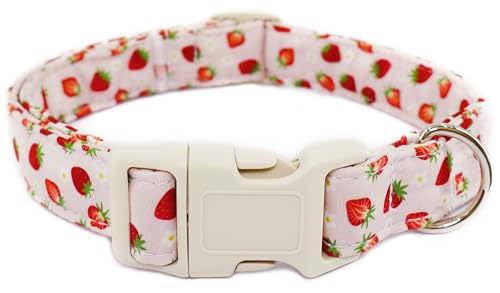 Hundehalsband mit Blumenmuster für große Hunde – niedliches Obstmuster, verstellbares Halsband mit Schnellverschluss-Schnalle für Mädchen, Hündinnen, Frühlingssommer-Halsband, rosa Erdbeere Hundehalsband mit Blumenmuster für große Hunde – niedliches Obstmuster, verstellbares Halsband mit Schnellverschluss-Schnalle für Mädchen, Hündinnen, Frühlingssommer-Halsband, rosa Erdbeere von Dayume