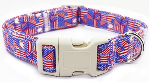 Hundehalsband mit amerikanischer Flagge, patriotisches Halsband für 4. Juli, weich und verstellbar, Unabhängigkeitstag der USA für kleine, mittelgroße und große Hunde (S, Flagge IV) von Dayume