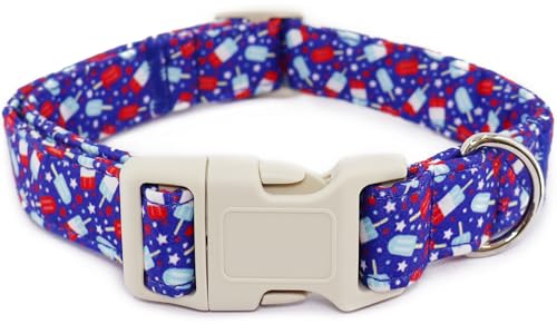 Hundehalsband zum 4. Juli, patriotisch, verstellbar, Sommer-Halsband mit stilvollem US-Design und weicher Haptik, rot-weiß-blauer Stern-Hundezubehör für kleine, mittelgroße und große Hunde (M-Flagge Hundehalsband zum 4. Juli, patriotisch, verstellbar, Sommer-Halsband mit stilvollem US-Design und weicher Haptik, rot-weiß-blauer Stern-Hundezubehör für kleine, mittelgroße und große Hunde (M-Flagge von Dayume