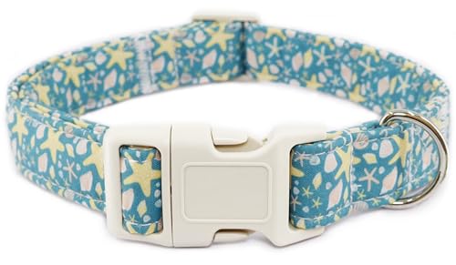 Seestern-Hundehalsband für kleine Hunde, verstellbares süßes Sommer-Muschelhalsband mit Schnellverschluss-Schnalle für Mädchen, weibliche Jungen, Hunde, blauer Seestern, Größe S Seestern-Hundehalsband für kleine Hunde, verstellbares süßes Sommer-Muschelhalsband mit Schnellverschluss-Schnalle für Mädchen, weibliche Jungen, Hunde, blauer Seestern, Größe S von Dayume
