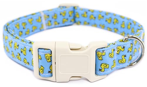 Sommer-Hundehalsband, blaue Ente, Welpenhalsband, langlebig, weiche Baumwolle, Haustier-Halsbänder mit Schnellverschluss-Schnalle, verstellbares Hundehalsband für weibliche kleine, mittelgroße und Sommer-Hundehalsband, blaue Ente, Welpenhalsband, langlebig, weiche Baumwolle, Haustier-Halsbänder mit Schnellverschluss-Schnalle, verstellbares Hundehalsband für weibliche kleine, mittelgroße und von Dayume