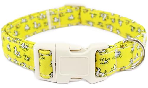 Sommer-Hundehalsband, gelbe Ente, Welpenhalsband, langlebig, weiche Baumwolle, Haustier-Halsbänder mit Schnellverschluss-Schnalle, verstellbares Hundehalsband für weibliche kleine, mittelgroße und Sommer-Hundehalsband, gelbe Ente, Welpenhalsband, langlebig, weiche Baumwolle, Haustier-Halsbänder mit Schnellverschluss-Schnalle, verstellbares Hundehalsband für weibliche kleine, mittelgroße und von Dayume