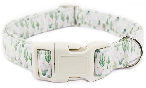 Summer Cactus Hundehalsband für kleine Hunde, niedliches weißes Welpenhalsband mit Schnellverschluss-Schnalle für Jungen, Mädchen, Hündinnen, weißer Kaktus, XS Summer Cactus Hundehalsband für kleine Hunde, niedliches weißes Welpenhalsband mit Schnellverschluss-Schnalle für Jungen, Mädchen, Hündinnen, weißer Kaktus, XS von Dayume