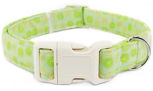 Summer Lemon Hundehalsband für mittelgroße Hunde, verstellbares Halsband für Mädchen, weiblich, Welpenhalsband mit Schnellverschluss-Schnalle, grüne Zitrone, M Summer Lemon Hundehalsband für mittelgroße Hunde, verstellbares Halsband für Mädchen, weiblich, Welpenhalsband mit Schnellverschluss-Schnalle, grüne Zitrone, M von Dayume