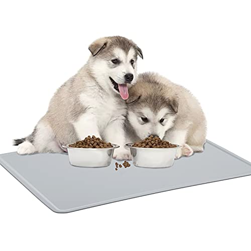 DAZONE Futternapf für Hunde aus Silikon, wasserdicht und rutschfest, für Haustiere, waschbar und faltbar, grau (60 x 40 cm) von Dazone