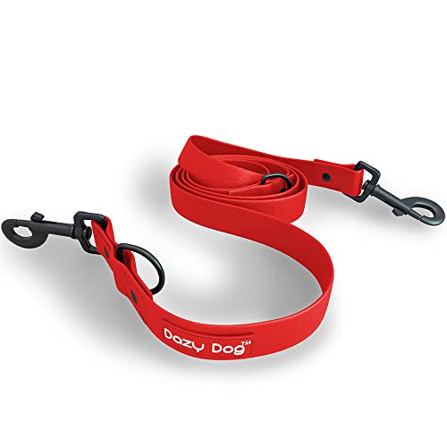 Dazy Dog Dura wasserdichte Hundeleine, verstellbare TPU-Leine, stärker als Biothan, Silikon und Gummi, für kleine, mittelgroße und große Hunde (groß/extra groß, rot) von Dazy Dog