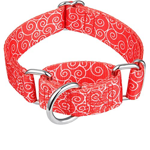 Dazzber Martingale Halsbänder für Hunde, kein Ziehen, Anti-Flucht-Halsband, strapazierfähig für mittelgroße Hunde, verstellbar 35,6 cm bis 53,3 cm, Rot, verheißungsvolle Wolke von Dazzber