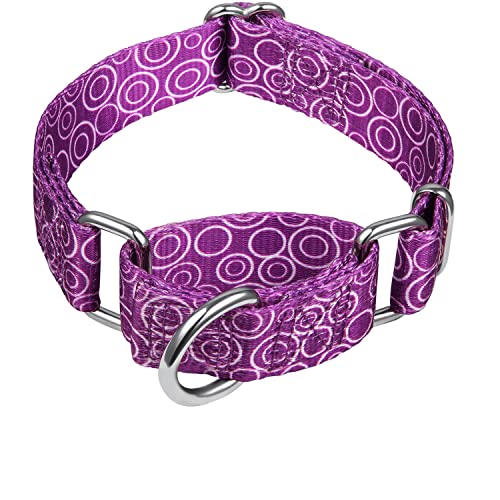 Dazzber Martingale Halsbänder für Hunde, kein Ziehen, Anti-Flucht-Halsband, strapazierfähig für mittelgroße Hunde, verstellbar 35,6 cm bis 53,3 cm, Hellviolett - C.R.C von Dazzber
