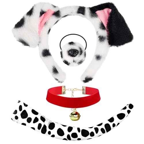4-teiliges gepunktetes Hundekostüm-Zubehör-Set, lustiges Cosplay-Set mit pelzigen Hundeohren, Stirnband, Nasenschwanz, Fliege, Hundekostüm für Kinder und Erwachsene, Weltbuchtag, Halloween, Karneval 4-teiliges gepunktetes Hundekostüm-Zubehör-Set, lustiges Cosplay-Set mit pelzigen Hundeohren, Stirnband, Nasenschwanz, Fliege, Hundekostüm für Kinder und Erwachsene, Weltbuchtag, Halloween, Karneval von Dazzroi